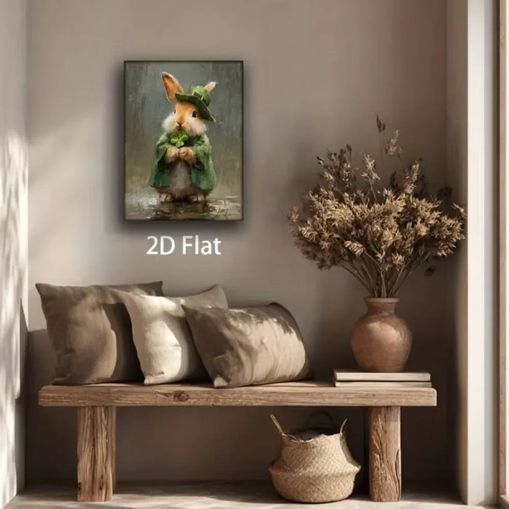 Bunny Clover St. Patrick's Day Canvas Print - Rabbit and Clover Irish Good Luck